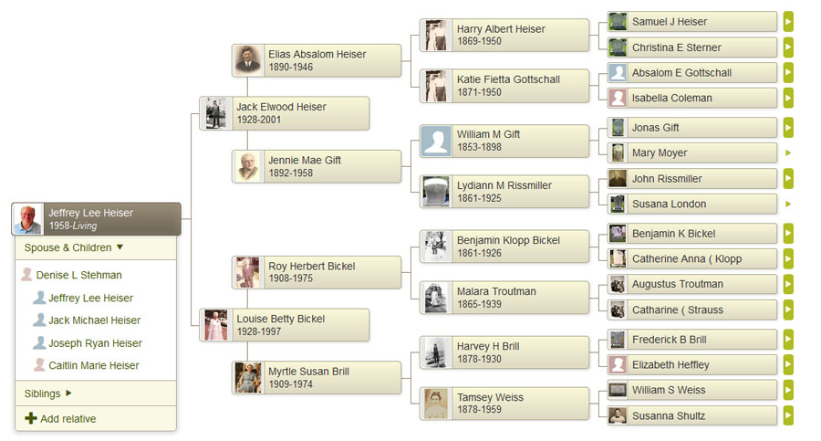 Heiser/Bickel Family Tree Image